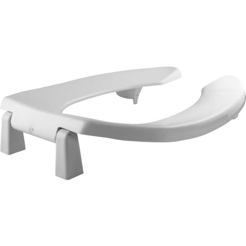 Bemis Medic Aid Stay-Tite Duraguard Elongated Plastic Open Front 2 In. Raised Toilet Seat No Lid In White