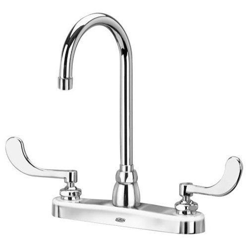 Zurn Aquaspec Deckmount Gooseneck Faucet With 2.2 GPM Pressure-Compensating Aerator 5 3/8" Spout 4" Wrist Blade Handles