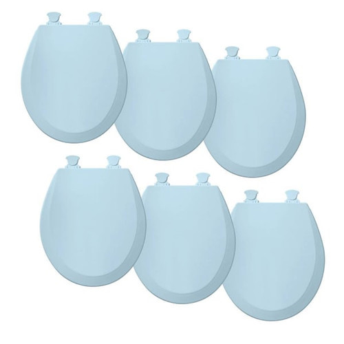 Bemis Easy-Clean Round Enameled Wood Closed Front Toilet Seats In Blue, Pack Of 6