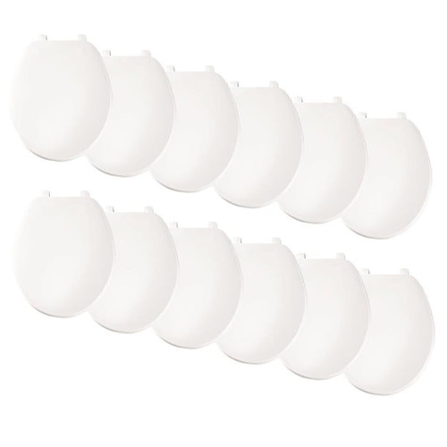 Bemis Top-Tite Round Plastic Closed Front Toilet Seats In White, Pack Of 12