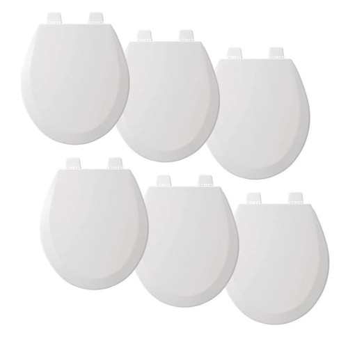 Bemis Top-Tite Stay-Tite Precision-Fit Round Enameled Wood Closed Front Toilet Seats In White, Pack Of 6