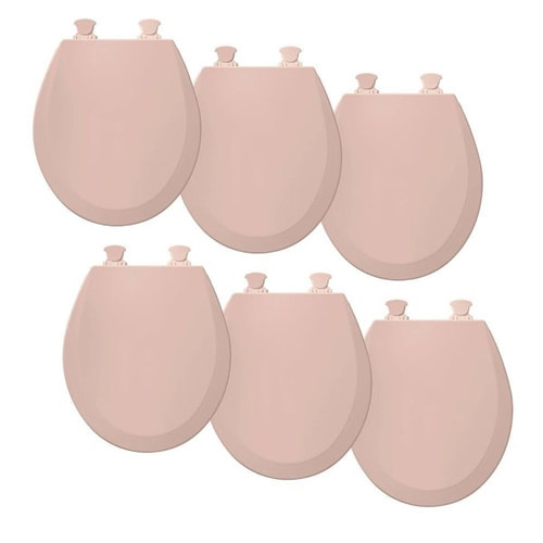 Bemis Easy-Clean Round Enameled Wood Closed Front Toilet Seats In Pink, Pack Of 6
