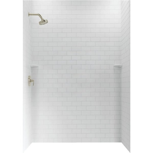 Swanstone 36d X 62w X 72h Subway Tile Shower Wall Kit - White