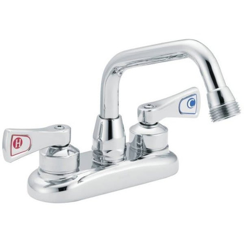 Moen M-Dura Utility Faucet, 2.2 Gpm, 4" Center, Chrome, 2 Handles