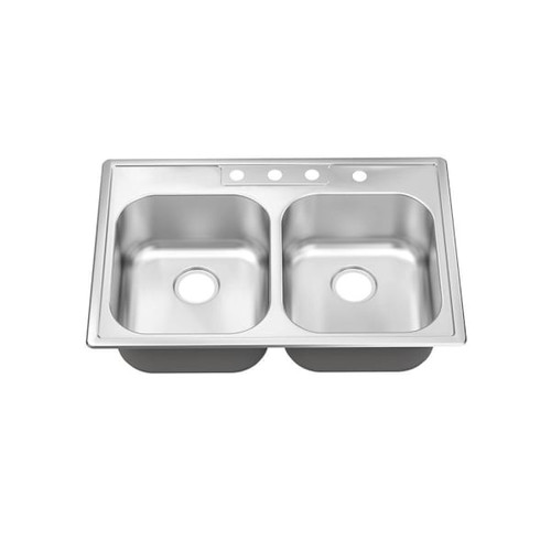 Seasons 33 In. Drop-In Single Bowl Stainless Steel Kitchen Sink, 20 Gauge, 4 Hole