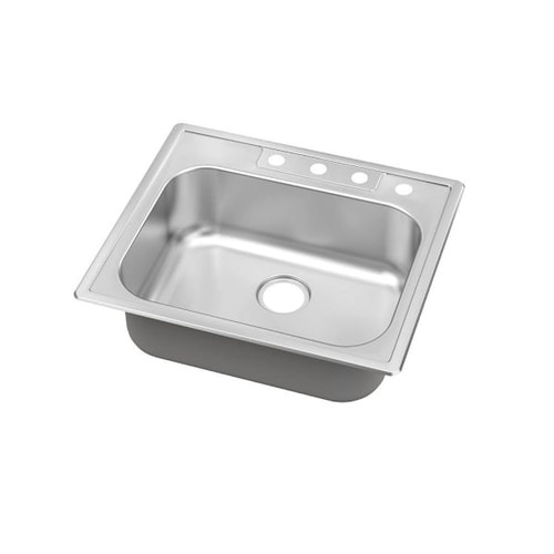 Seasons 25 In. Drop-In Single Bowl Stainless Steel Kitchen Sink, 20 Gauge, 4 Hole