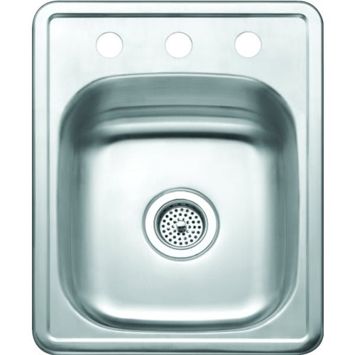 Seasons 17w  X 22l X 8d Single Bowl Topmount 3-Hole Stainless Bar/Utility Sink