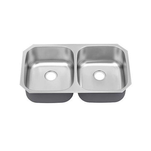 Seasons 32 In. Undermount Double Bowl Stainless Steel Kitchen Sink, 18 Gauge