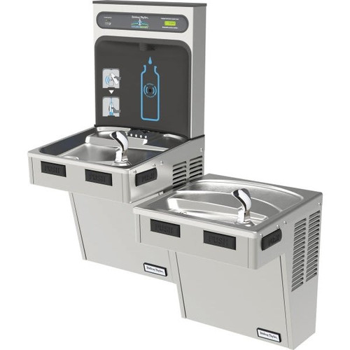 Halsey Taylor Bottle Filling Station/Bi-Level Cooler, Filtered, 8 Gph, Ss