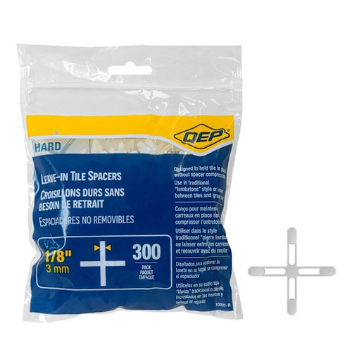 QEP Hard Tile Spacers, Traditional Or Leave-In, 1/8", Package Of 300