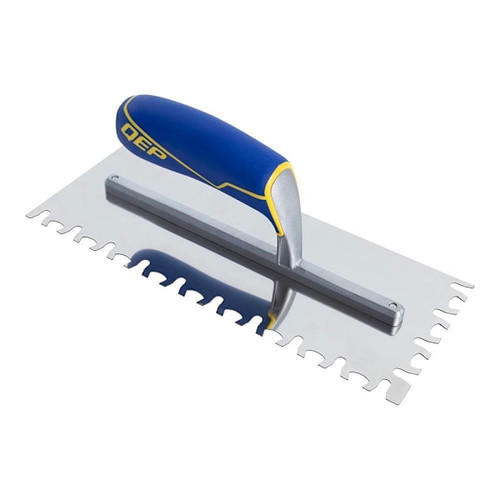 QEP Euro Notch Stainless Steel Trowel W/ Comfort Grip Handle