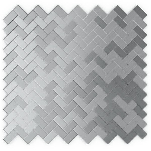 Inoxia Speedtiles 12.09 In. X 11.65 In. X 5mm Stainless Steel Brushed Metal Peel And Stick Wall Mosaic Tile (Earl Grey) (12-Pack)