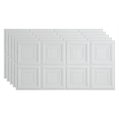 Fasade 2'X4' Portrait Glue Up Ceiling Panel, Matte White, Package Of 5