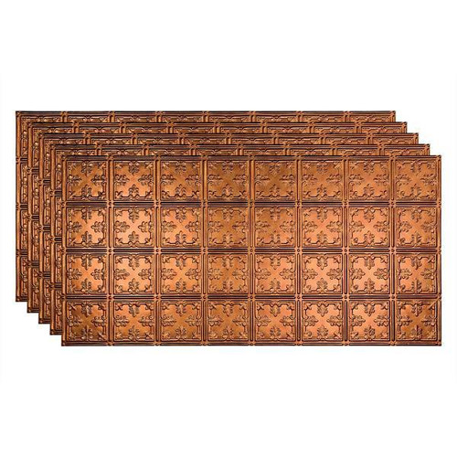 Fasade 2'X4' Traditional #10 Glue Up Ceiling Panel, Antique Bronze, Package Of 5
