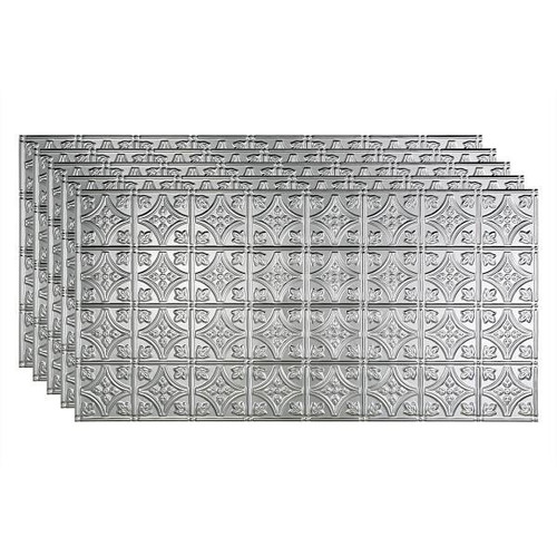 Fasade 2'X4' Traditional #1 Glue Up Ceiling Panel Brushed Aluminum, Package Of 5