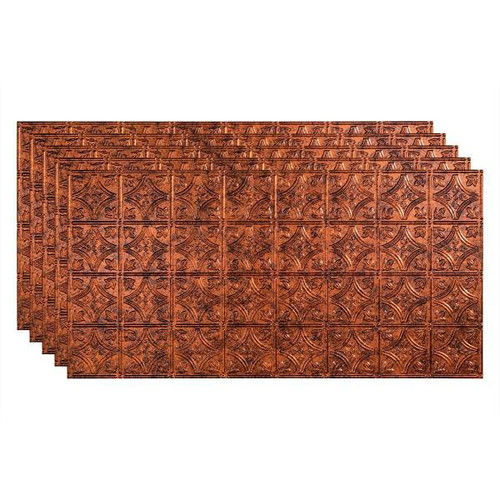 Fasade 2'X4' Traditional #1 Glue Up Ceiling Panel Moonstone Copper, Package Of 5