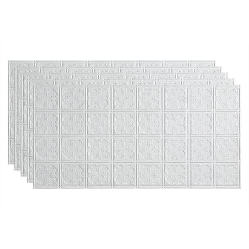 Fasade 2'X4' Traditional #10 Glue Up Ceiling Panel, Matte White, Package Of 5