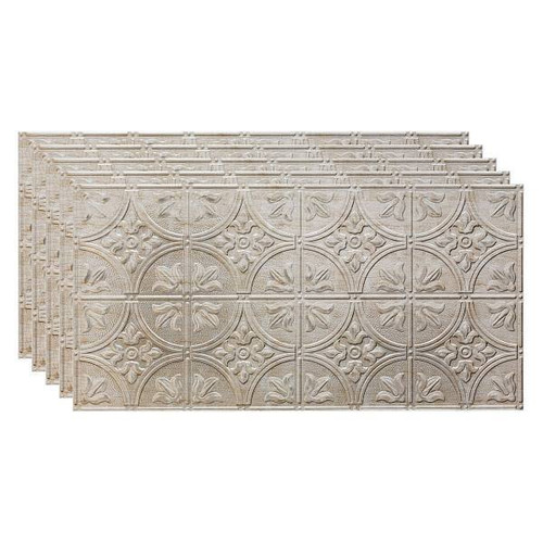 Fasade 2'X4' Traditional #2 Glue Up Ceiling Panel, Vintage Metal, Package Of 5