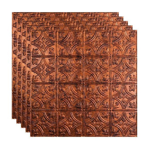 Fasade 2'X2' Traditional #1 Lay Ceiling Panel, Moonstone Copper, Package Of 5