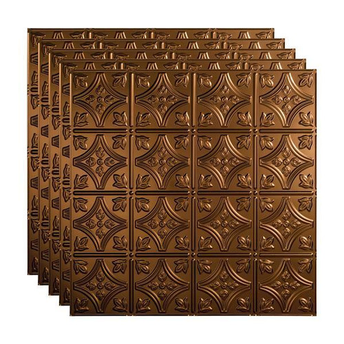 Fasade 2'X2' Traditional #1 Lay Ceiling Panel, Oil Rubbed Bronze, Package Of 5