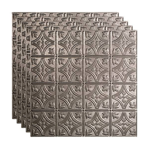 Fasade 2'X2' Traditional #1 Lay Ceiling Panel, Galvanized Steel, Package Of 5