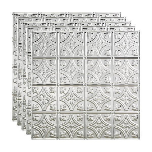 Fasade 2'X2' Traditional #1 Lay Ceiling Panel, Brushed Aluminum, Package Of 5