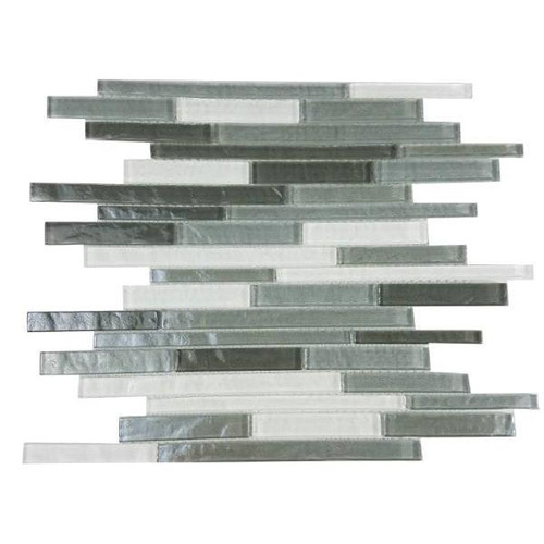 Abolos Geo 0.5 X 3 Gray Glass Linear Mosaic Wall Tile, Case Of 12