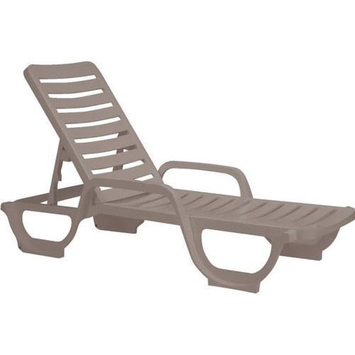 Grosfillex Bahia Stacking Chaise Lounge In Taupe, Pack Of 6