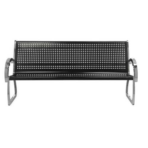 Commercial Zone Products 4' Skyline Bench With Backrest, Black/Stainless