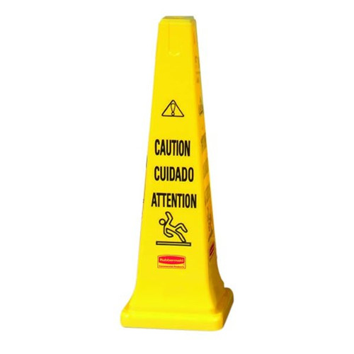 Rubbermaid Commercial Plastic Multi-Lingual 'Caution' Safety Cone, 5/Pack (Yellow)