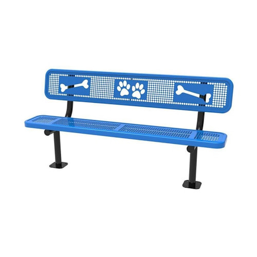 Barkpark By Ultrasite 6' Bench With Laser Cut Paw Prints & Bones, Inground
