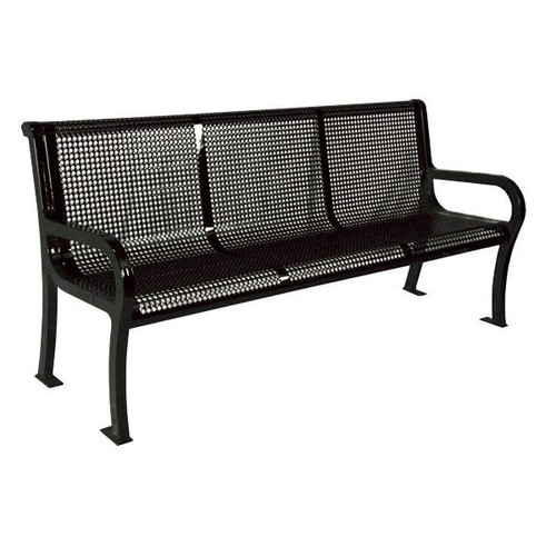 Ultrasite 6' Lexington Bench With Back, Perforated - Black