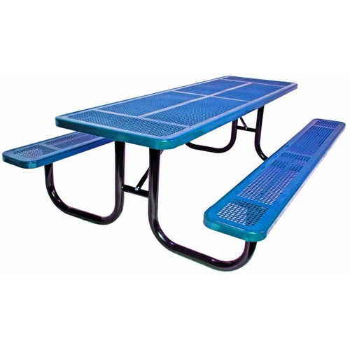 Ultrasite 8' Extra Heavy Duty Picnic Table, Perforated - Pc Frame - Blue