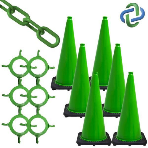 Mr. Chain 28 Green Traffic Cone And Chain Kit