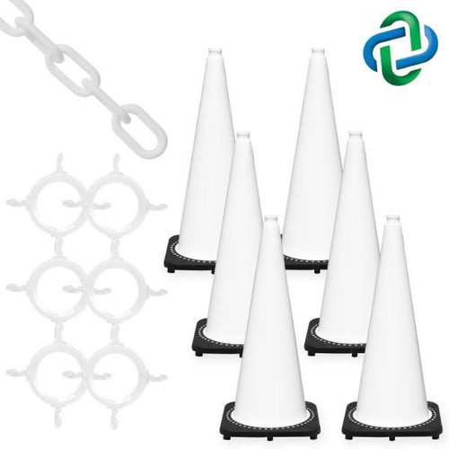 Mr. Chain 28 White Traffic Cone And Chain Kit