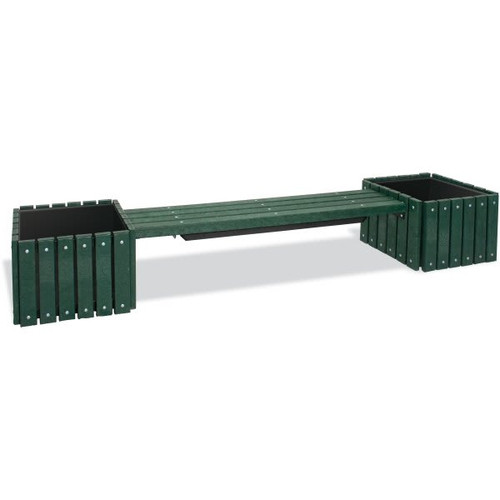 Ultrasite Green Portable Recycled Bench 6' With 2-Planters