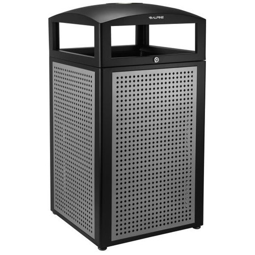 Alpine Industries 40-Gallon All-Weather Trash Can With Steel Panels And Ash Tray