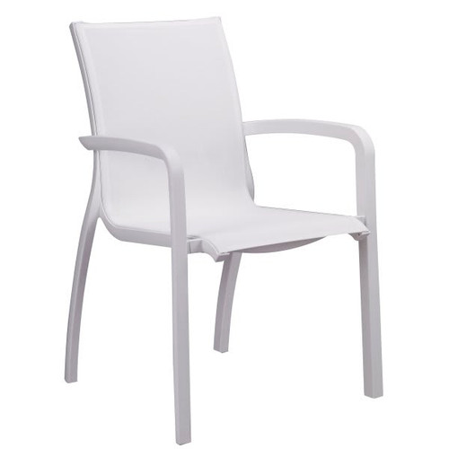 Grosfillex Sunset Stacking Armchair In White / Glacier White, Case Of 4
