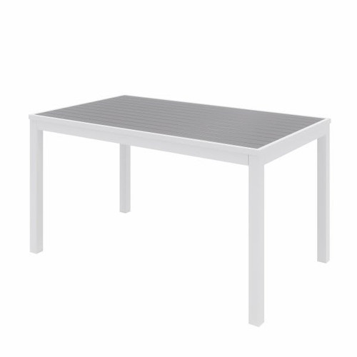 Kfi Eveleen Series 32 X 55" Outdoor Cafe Table, White Frame, Gray Seat