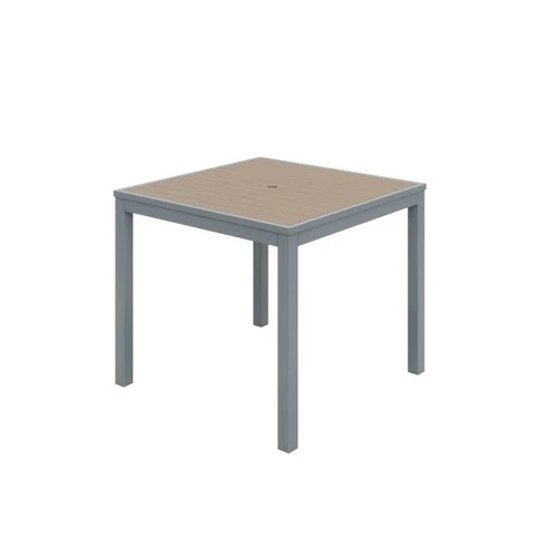 Kfi Eveleen Series 35" Square Outdoor Cafe Table, Silver Frame, Mocha Seat