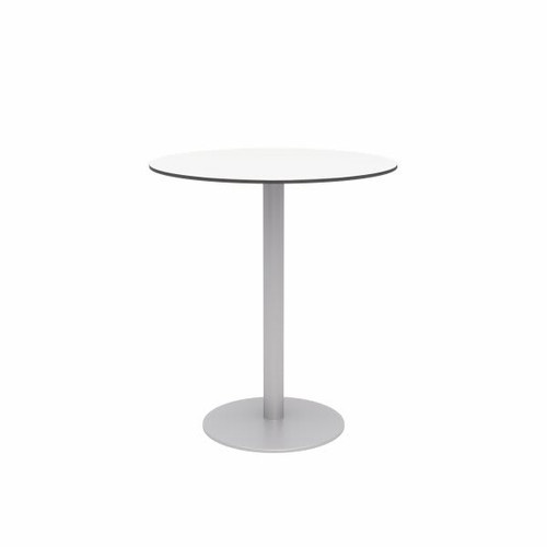 Kfi Eveleen Series 36" Round Outdoor Bar Height Table, White Top, Silver Frame
