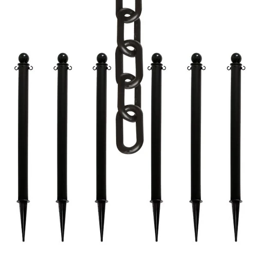 Mr. Chain Black Medium Duty Ground Pole And Chain Kit