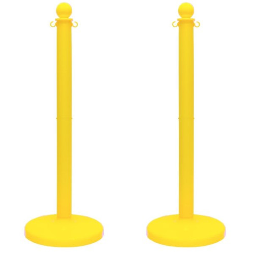 Mr. Chain Yellow Medium Duty Stowable Stanchion 2 Pack With Chain