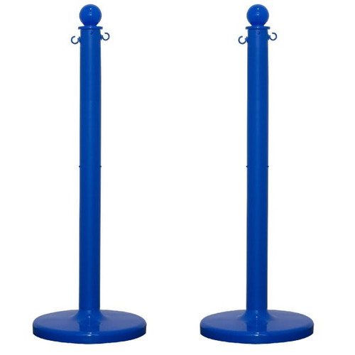 Mr. Chain Blue Medium Duty Stowable Stanchion 2 Pack With Chain