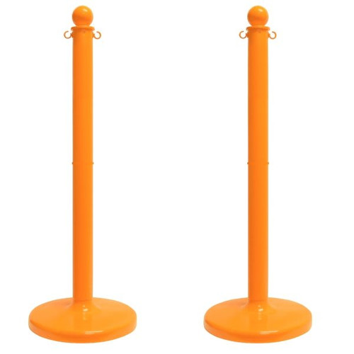 Mr. Chain Safety Orange Medium Duty Stowable Stanchion 2 Pack With Chain