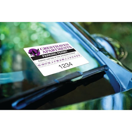 Custom Parking Permit With Front Adhesive, 3"X2", Month-Year, Package Of 100
