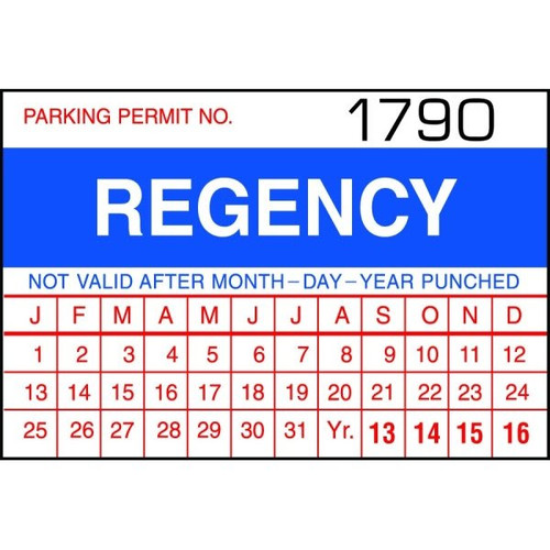 Custom Punch Out Parking Permit, Static Cling Expiration, 3 X 2" Package Of 100