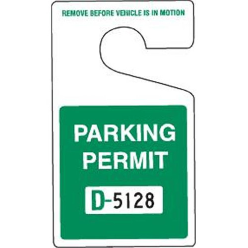 Non-Reflective Plastic Parking Permit Tags, Green Square, Large, Package Of 100