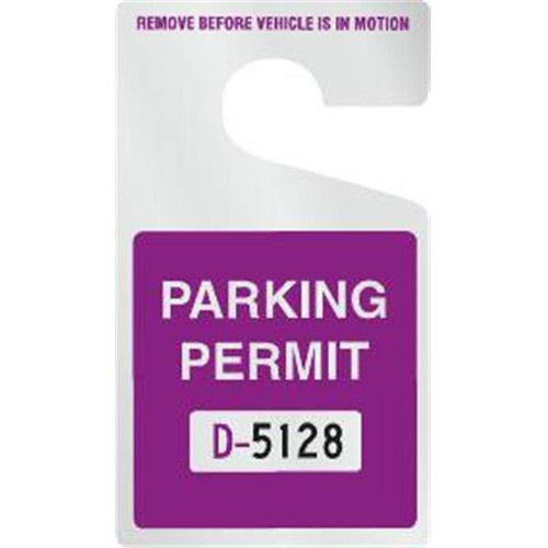 Plastic Parking Permit Tags Reflective, Purple, 2-3/4 X 4-3/4 Package Of 100