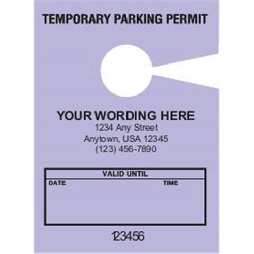 Temporary Parking Tags, Lilac, 2-3/4 X 3-3/4, Package Of 100